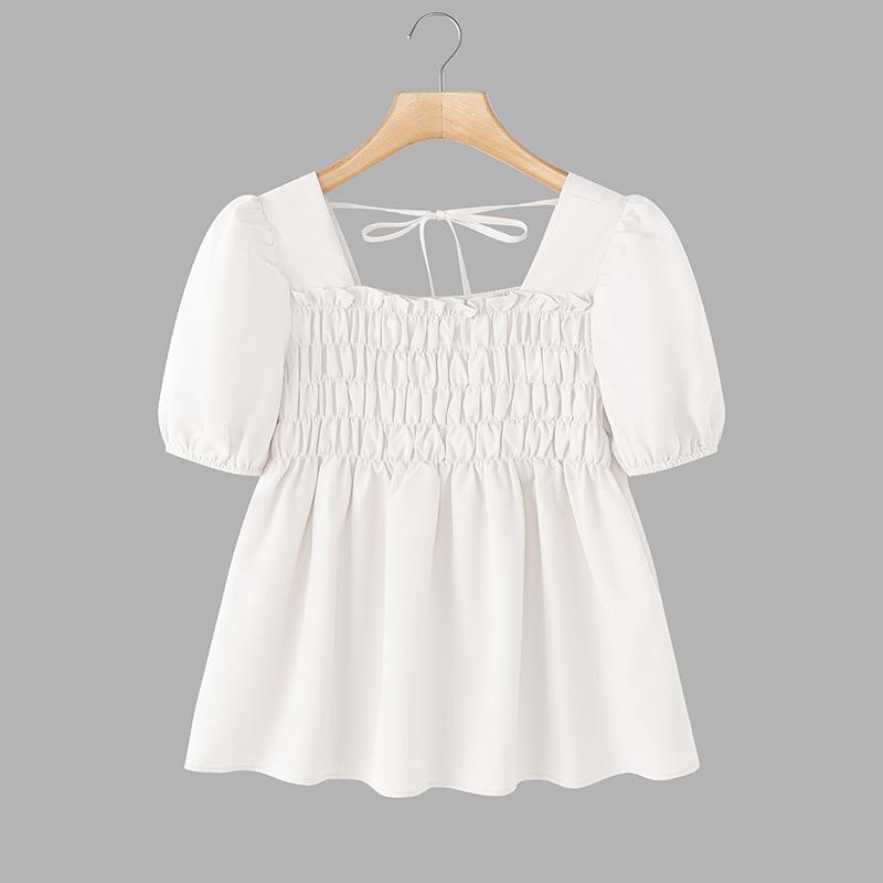 ZANZEA Women Square Collar Summer Casual Short Sleeve Blouse
