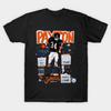 Men Black Print T-shirt Walter Payton Chicago Stats No-Cut Transfer Paper Print Cotton Tshirt