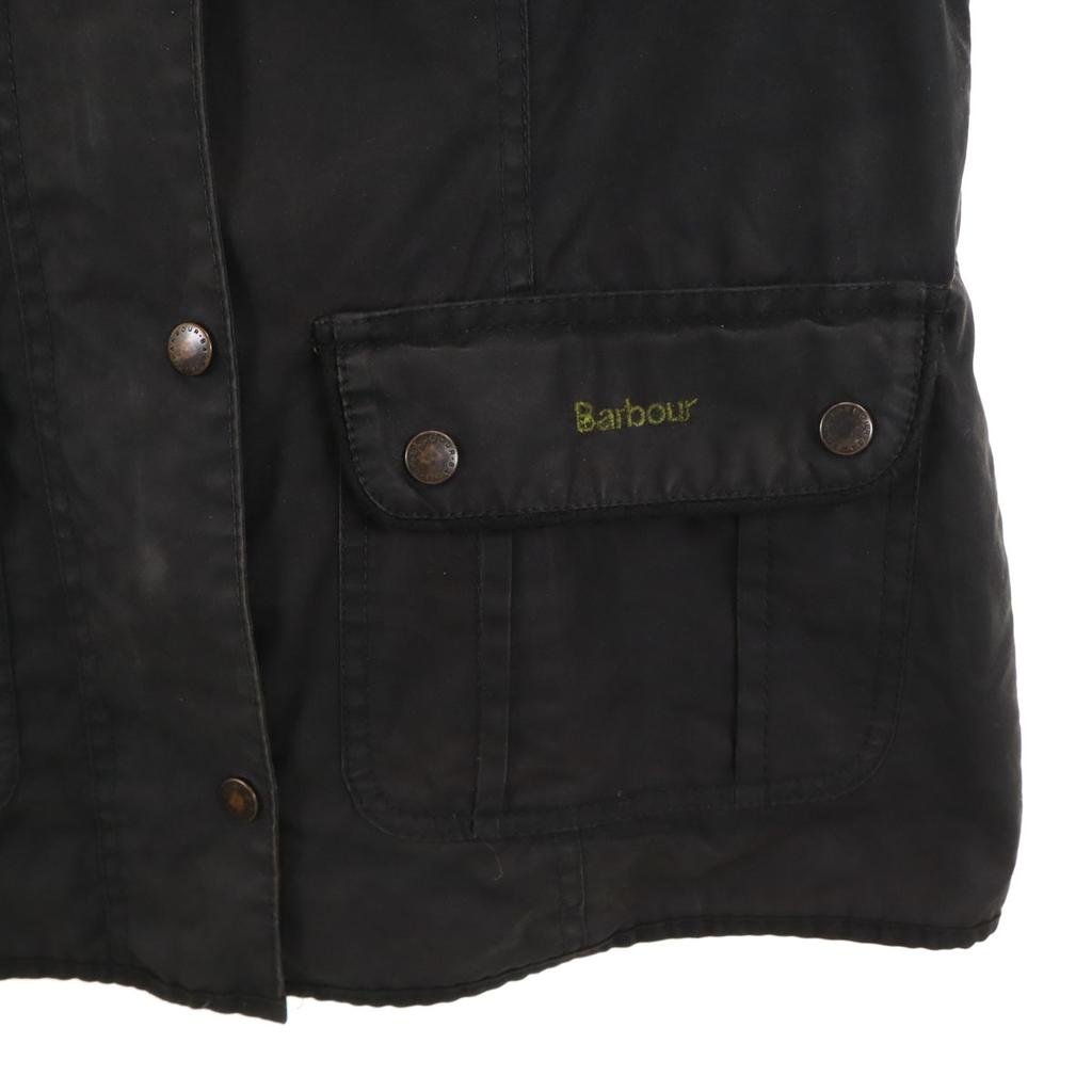Barbour Made In the UK 3 Warrants SMU UTILITY Oiled Jacket 14 Black Wax Women Used