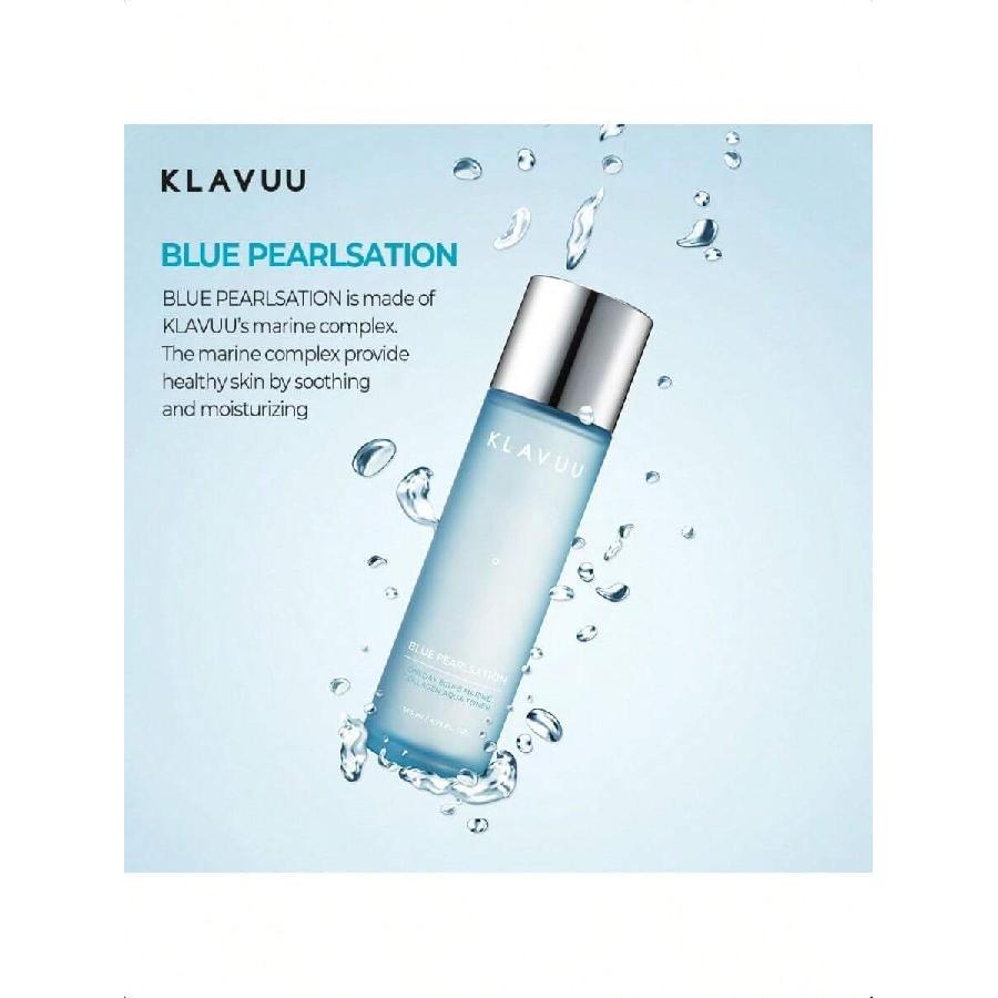 KLAVUU Blue PEARLSATION ONE Day 8 Cups Marine Collagen Aqua Toner 140ml - Deeply Hydrating & Soothing For Skin Radiance