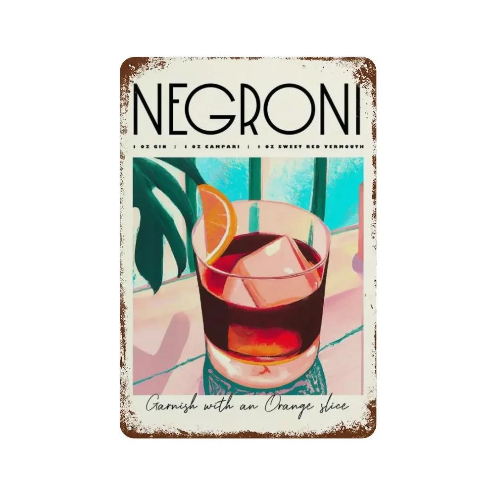 Vintage Juice Mojito Aperol Spritz Garage Decor Poster and Sangria Drink Negroni for Club Cave Shop Home Bar Decoration