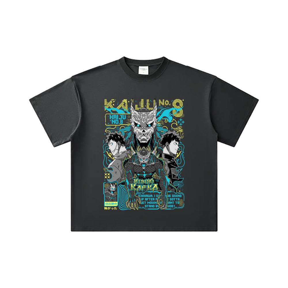 260 GSM Double Yarn 32 Count 100% Cotton Kaiju No 8 V20 Kafka Print Unisex Heavy Cotton T Shirt