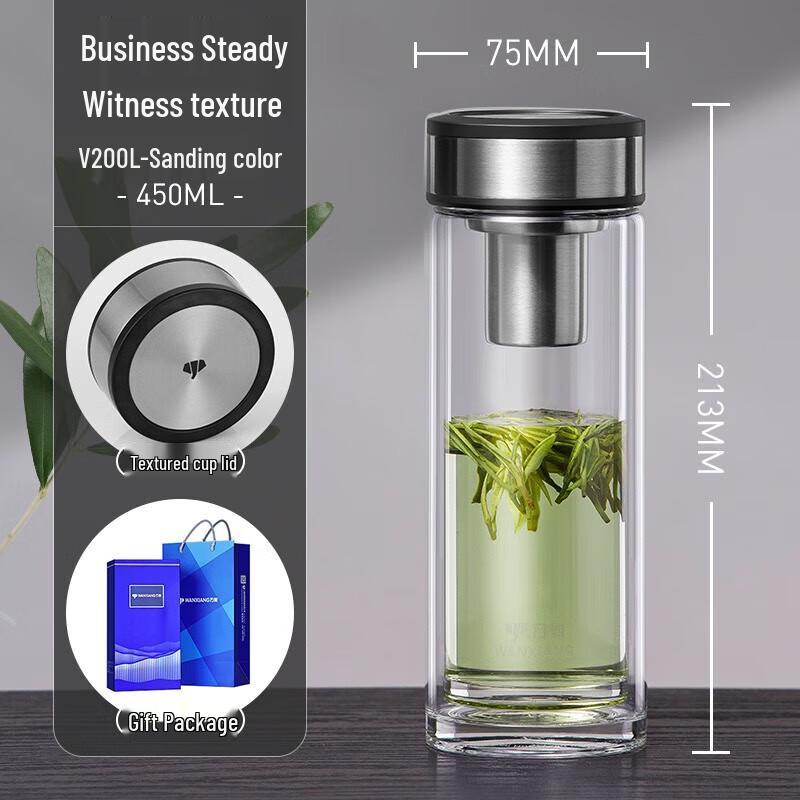 Double-Layer Borosilicate Glass Tea Cup with Lid and Filter