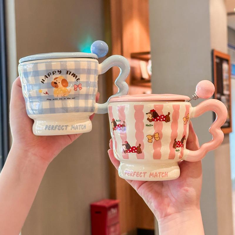 Birthday Gift for Girls Best Friend Creative Cat Ceramic Mug with Lid Teacher Classmate Souvenir Gift Box