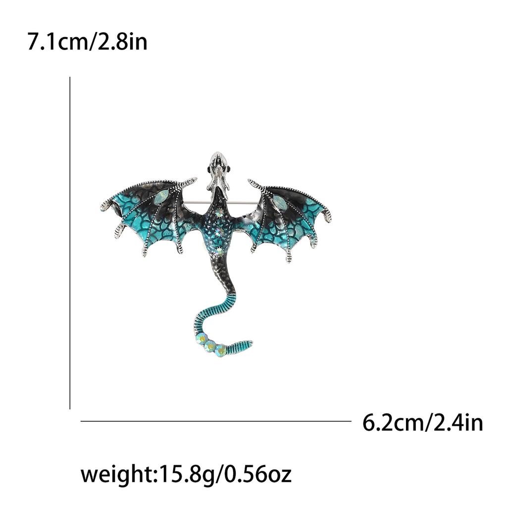 Enamel Dragon Brooches for Women Unisex Rhinestone Necklace Flying Dragon Pins Banquet Party Backpack Gifts Jewelry Accessories