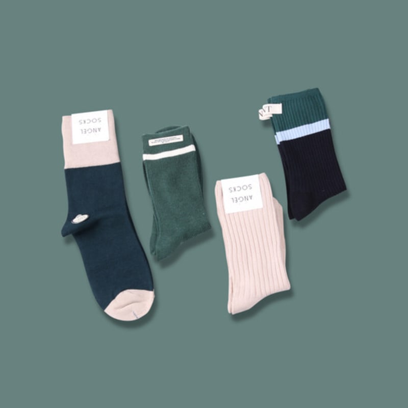 

ANGEL SOCKS SET003_Hazelnut Green Two-Tone Green Brown Women s Gift Socks Gift Return Gift Brand Pretty Flower Socks Coordination Student single