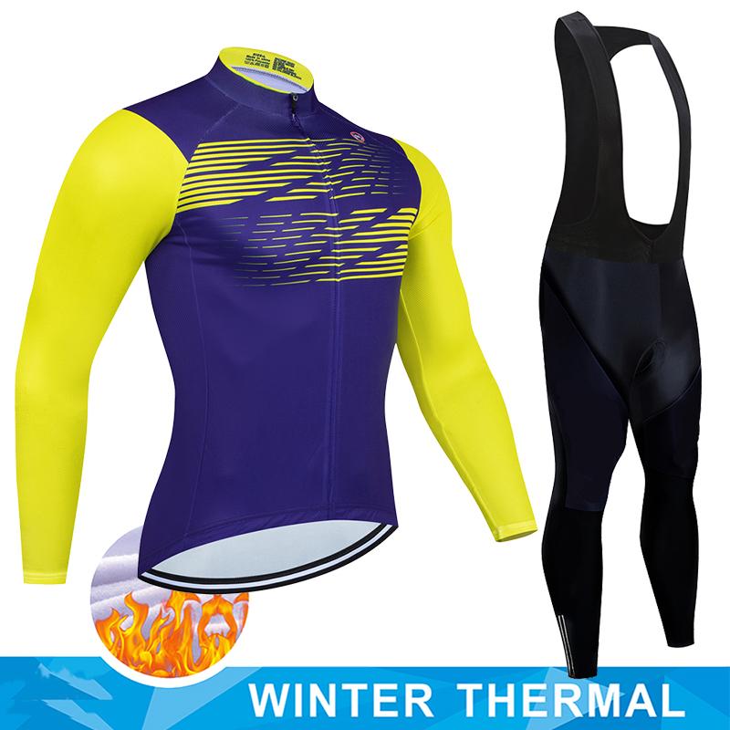 2025 Men Winter Thermal Fleece Cycling Jersey Set MTB Bike Uniform Warm Clothes Maillot Ropa Ciclismo Long Sleeve Clothing