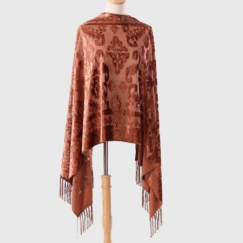 Women S Velvet Tassel Long Scarf Warm European Style Fashion Accessory