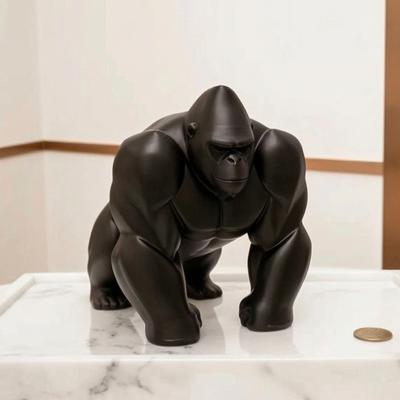 3D Printed Gorilla Sculpture Ornament Minimalist Modern Art Figurine with Detailed Texture Eco-Friendly Decor for Living Room Office Desk