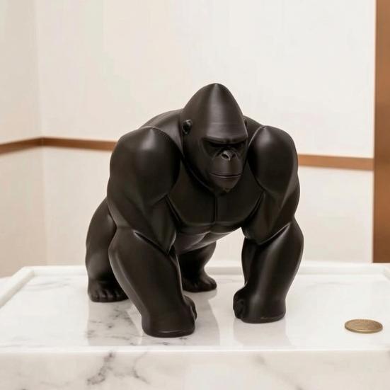 3D-gedruckte Gorilla-Skulptur Ornament Minimalistische Moderne Kunstfigur mit Detaillierter Textur Umweltfreundliche Dekoration für Wohnzimmer Büro Schreibtisch
