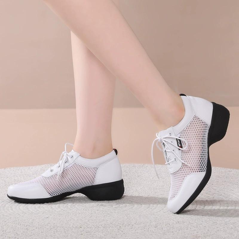 New Mesh Square Dance Shoes For Women Breathable Modern Dancing Shoes Anti Slip Warm Height Increasing Jazz Commuting Shoes