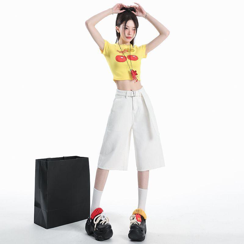 

Белые Свободные Мешковатые Джинсы для Женщин Новые Летние Американский Ретро Высокая Посадка Стройнящие Широкие Брюки XXL