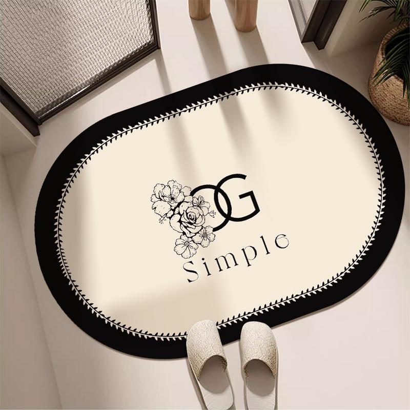 

Luxury Style Oval Carpet Bathroom Absorbency Non-Slip Mat Kitchen Quick Dry Entrance Door Mat Home Decor 50x80cm 20x31inch