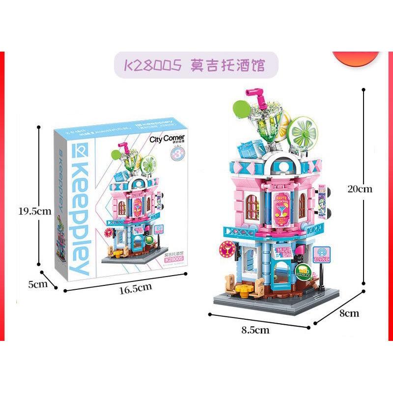 Keeppley Colorful Creative Street View Building Blocks City Streetscape Aquarium Pub Dessert Store Model Bricks Toy For Kid Gift