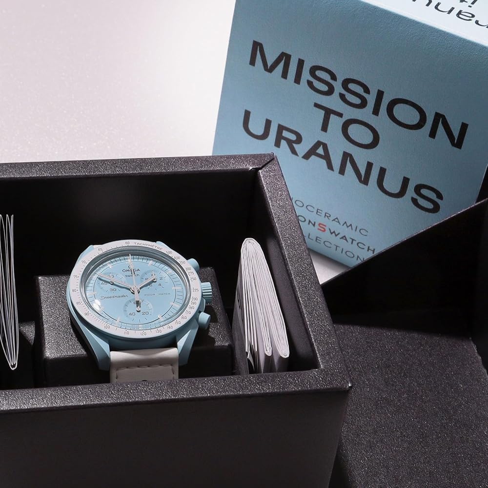 Omega x Swatch Uranus Collaboration Watch Waterproof Unisex with Packaging