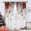 Set Of 2 Flat Printing Merry Christmas Drapes Red Bow Fabric Without Electricity Family Party Use Booths Studio Props Curtain Polyester