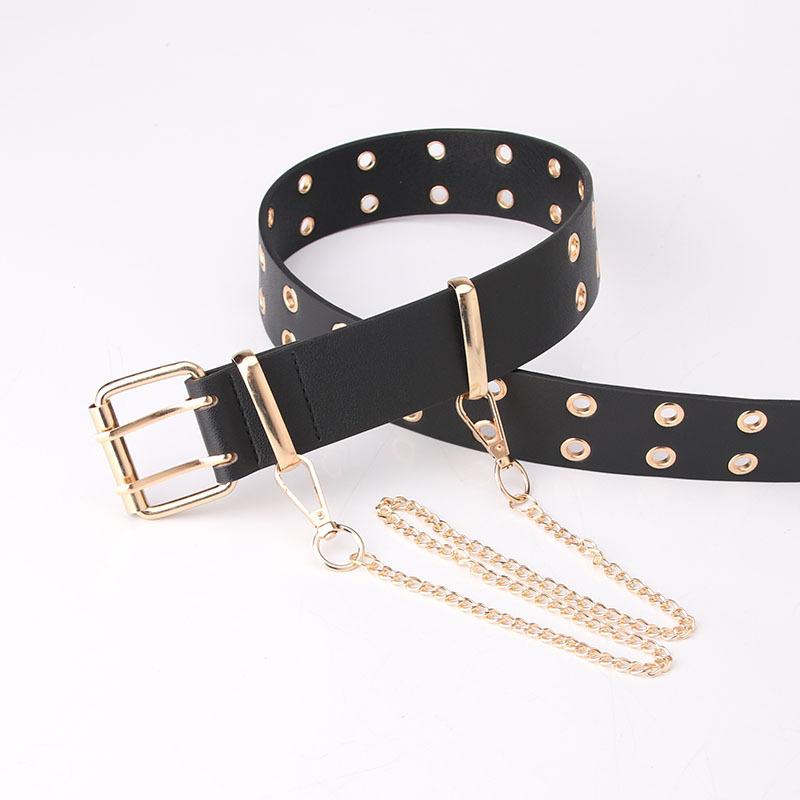 European and American Full-hole Women's Belt, Hip-hop Punk Style, Street Fashion, Cool Ins Style Belt, Chain Belt