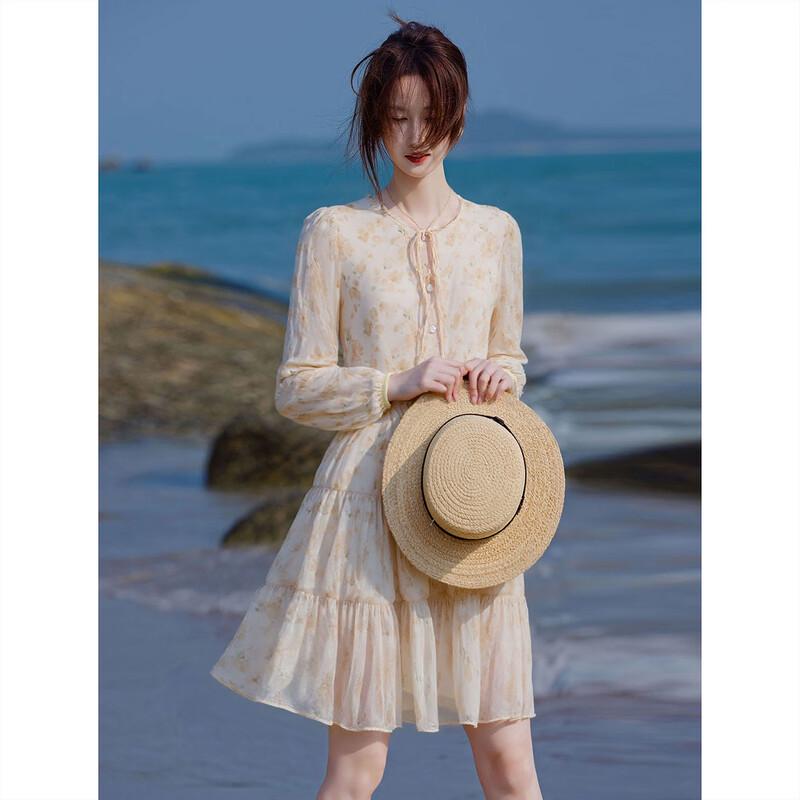 French Style Chiffon Floral Midi Dress