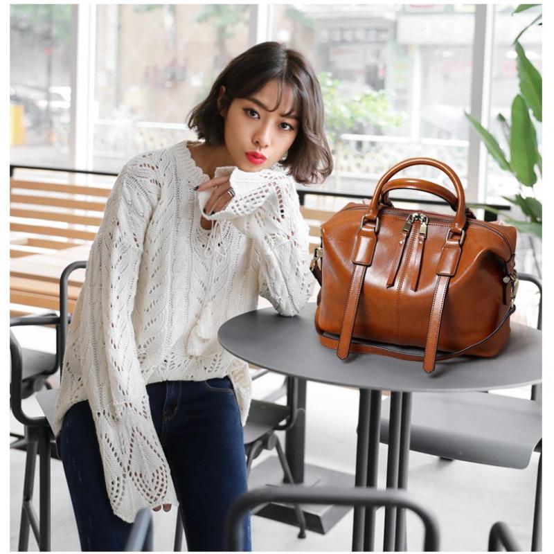 100% Genuine Leather Women Large Handbag Bag Shoulder Ladies Luxury Design Crossbody Bag Commuter Shopping Tote Bag for Women