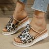 Fashion Leopard Print Wedge Slippers Women Summer Peep Toe Platform Sandals Woman Lightweight Non Slip Beach Sandles Plus Size