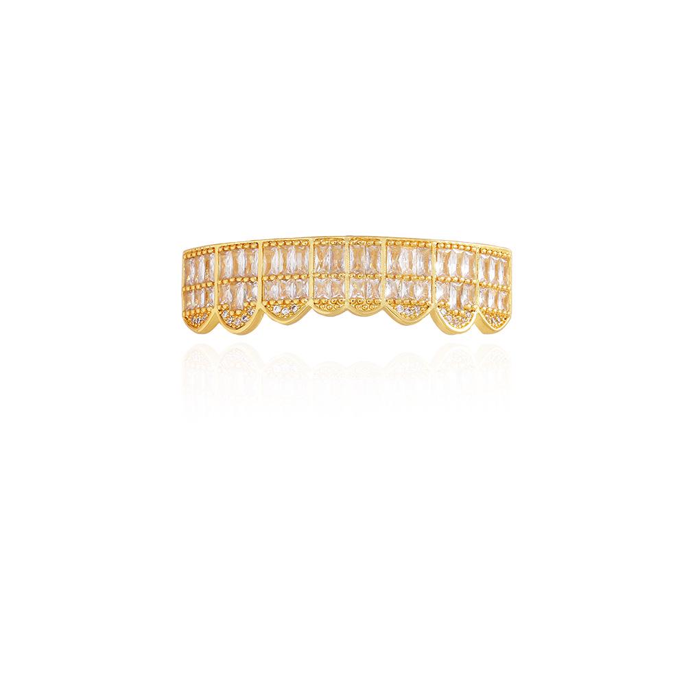 18K Gold-Plated Zircon-Inlaid Vampire Dentures - Hip-Hop Jewelry Accessory