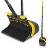 JEHONN Long Handle Dustpan and Brush Set, 138cm Tall, with Rotating Broom, Upright Folding Dustpan, and Comb Teeth for Home Kitchen, Lobby, and Indoor