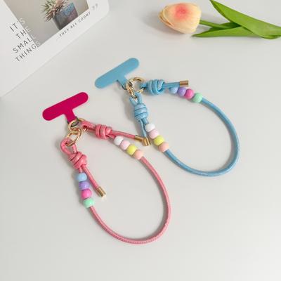 PU Perlen Handykette, Kurzes Handgelenkband, Perlenarmband, Universelle PU Anti-Abfall-Lanyard, Dekorative Anhänger