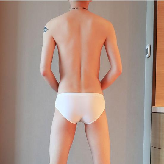 U Convex Solid Color Breathable Man Briefs Ice Silk Low-Waist Male Underwear for Inside Wear