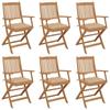 Chaises pliables de jardin lot de 6 avec coussins Bois d'acacia