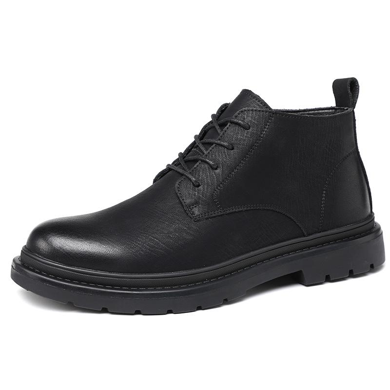 Martin boots men's high-top British style men's shoes winter new medium-top velvet warm cotton shoes tooling boots men