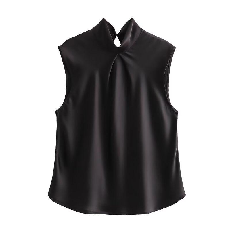 Kaslead New Arrival Women's Clothing Fashion Style Fashionable All-Match Silk Forged Texture Sleeveless Tops 3666175