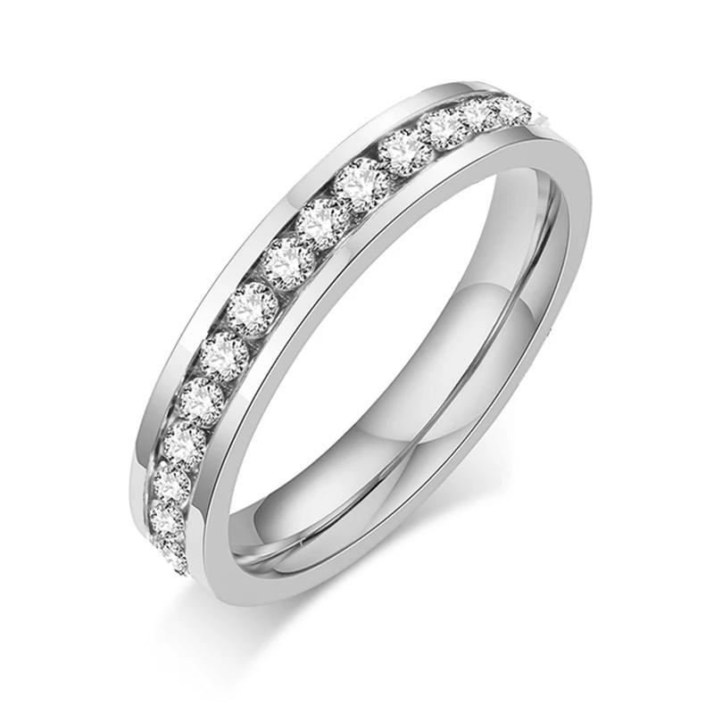 Gold Color Lover Crystal Stainless Steel Rings for Men Women Engagement Wedding Band Fashion Valentine's Day Jewelry