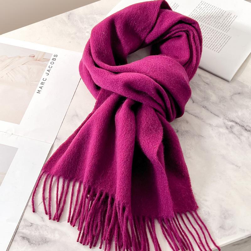 White Pure Scarf Women's Winter Korean Versatile High-end Sense Thickened Couple Scarf Dual-purpose High-end Gift