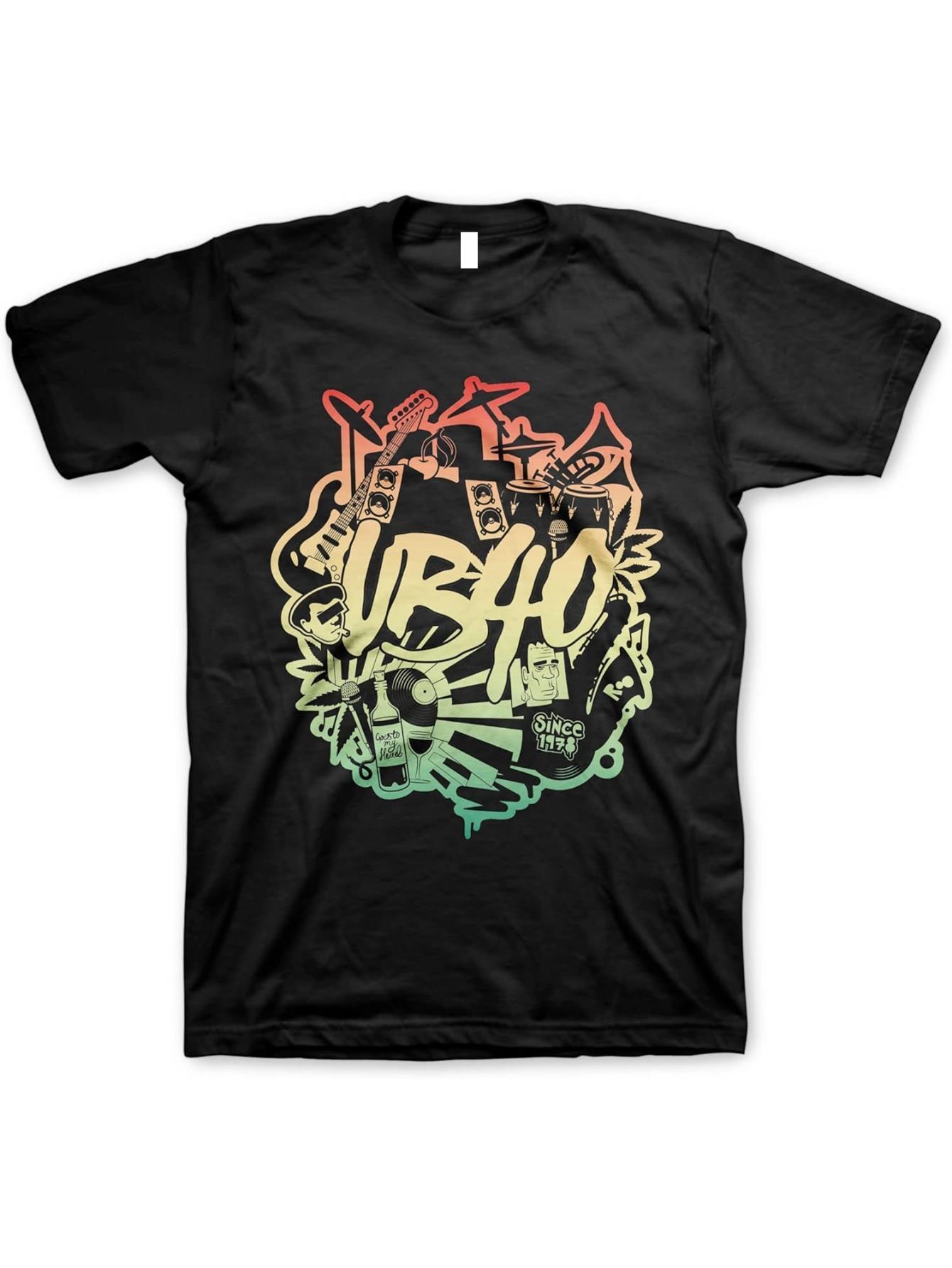 

UB40 Vintage Reggae Pop Music Graphic T-Shirt - Black Short Sleeve Tee for Both Men And Women XXXXL