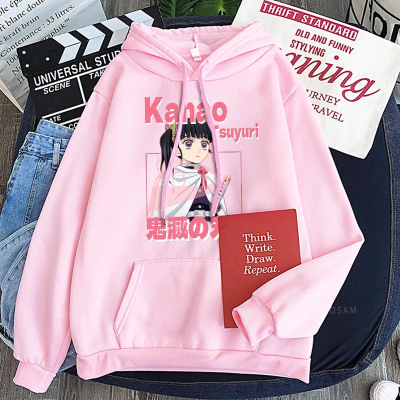 

Аниме Demon Slayer Kanao Tsuyuri Kawaii принт с капюшоном для мужчин и женщин толстовки Kimetsu No Yaiba уличная одежда Harajuku унисекс толстовка S розовый