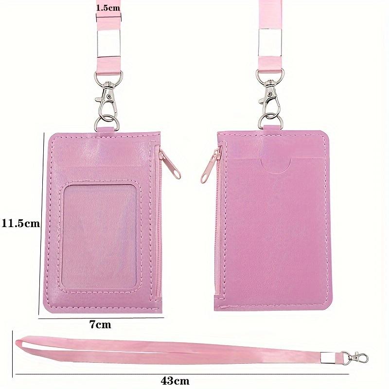 Premium Faux Leather Zippered ID Badge Holder with Multiple Card Slots and Lanyard - Perfect for Office Use
