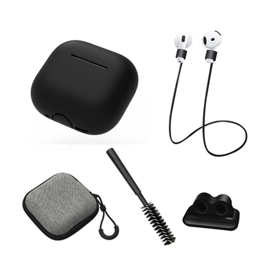 

For AirPods 4 Earphones 5 in 1 Protective Case + Anti Lost Rope + Storage Case + Brush + Watch Band Earbud Holder D