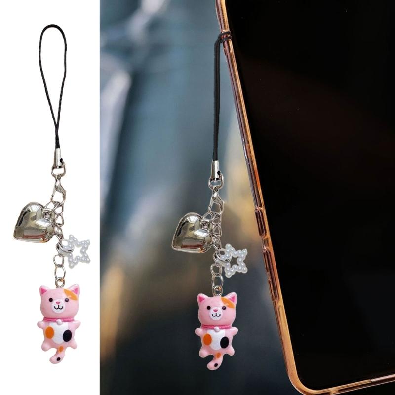 Practical Handmade Beadwork Cats Hanging Ornament Versatile Phone Charm Portable for Styles Upgrades Daily Use