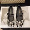 Square head flat bottom shallow mouth single shoes women's summer 2025 new fashion rhinestone pearl buckle beanie shoes women's single shoes