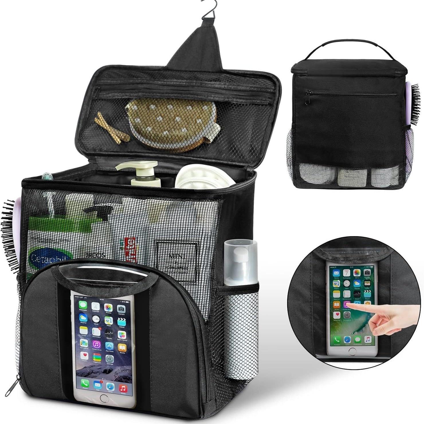 

Дорожная сумка для душа, переносная подвесная сумка для душа с крючком, водонепроницаемый органайзер для косметики, сумка для хранения большой емкости 28x15.5x26.5cm