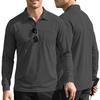Men S Loose Fit Long Sleeve Solid Mesh Fabric Turn Down Collar Casual Outdoor Sport Polo Shirt