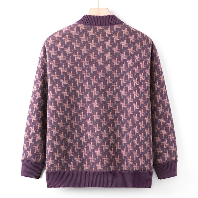 Old man autumn and winter fleece cardigan sweater female grandma thickened coat mother top old lady clothes