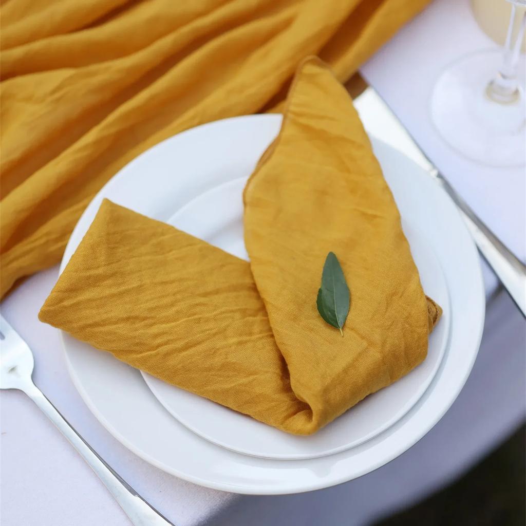 24PCS 18X18inch Recyclable Gauze Cotton Napkin Reusable Wedding Decor Party Christmas Table Decor Retro Cloth Napkin Edge Finish
