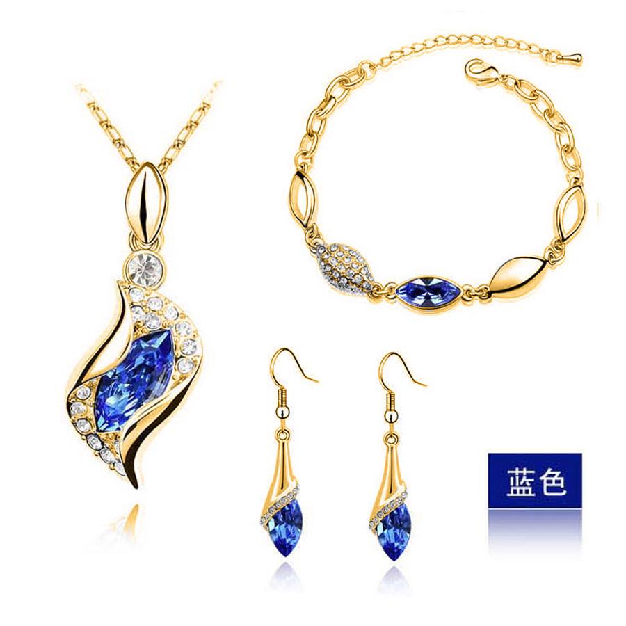 Nouvelle Mode Cristal Collier Bracelet Boucles d'Oreilles Zircon Ensembles pour Femmes Conjuntos De Joyeria
