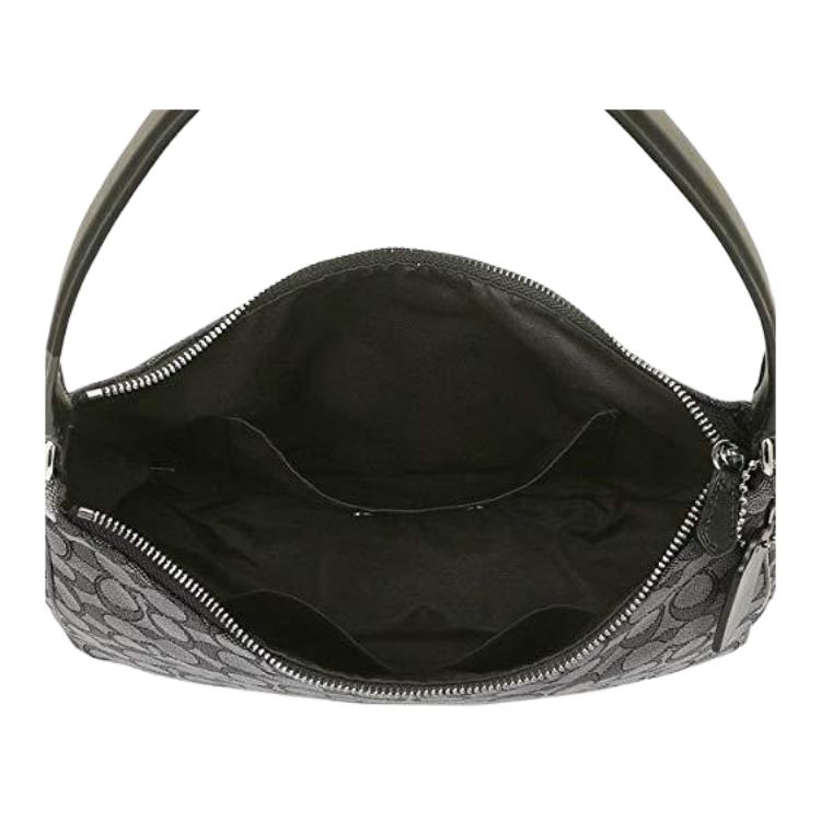 Coach Zip Shoulder Bag Classic Monogram Zipper Closure Leather Large Women Shoulder Bag Black 29959-SVDK6