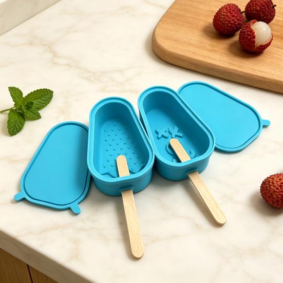 Ice Cube Mold Easy Demould Food Grade Silicone Popsicle Tray with Leak-Proof Lid Odor-Free Safe DIY Freezing Tray