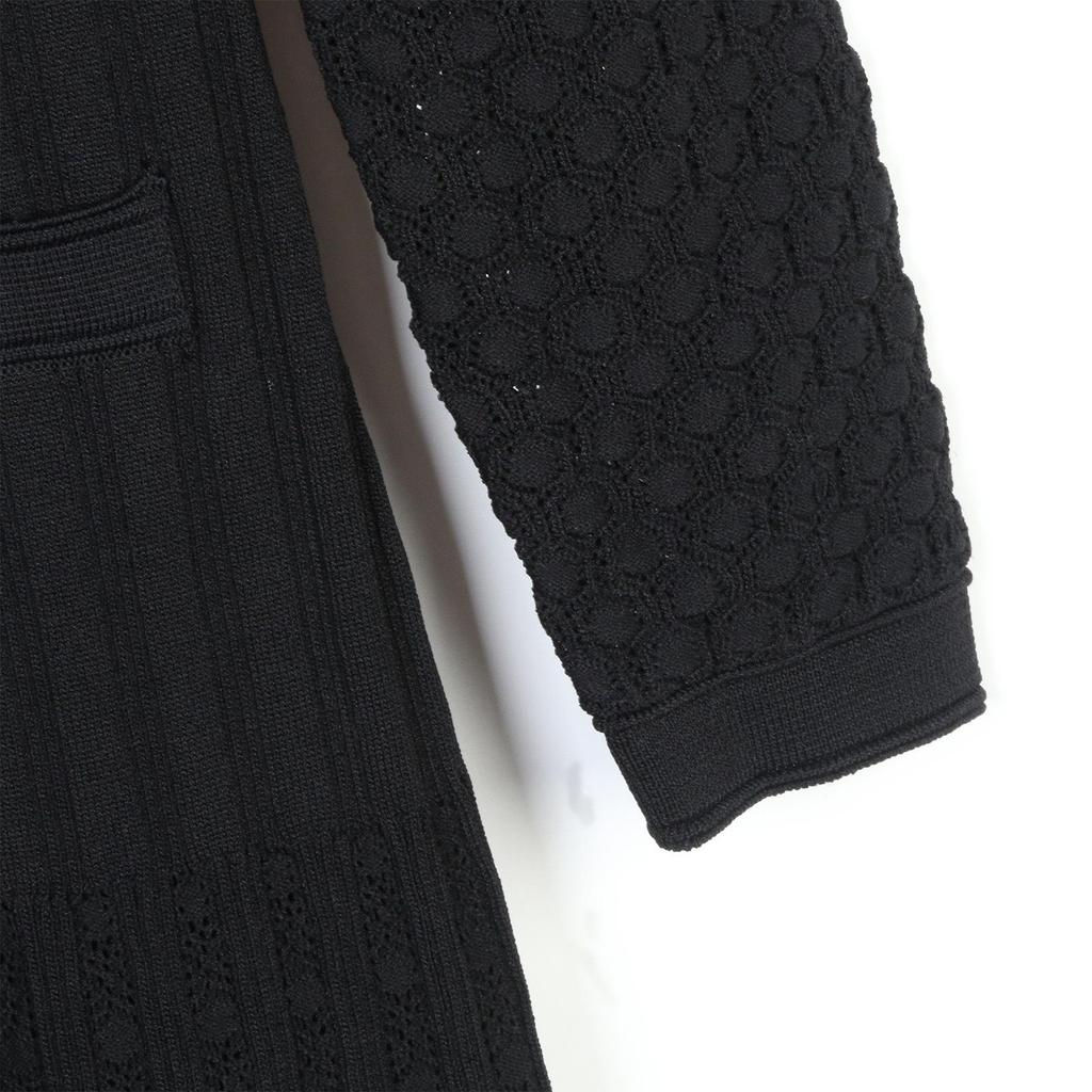 S Family Elegant French V-Neck Hollow Knit Dress - Light Luxury, Slimming, Autumn/Winter Style