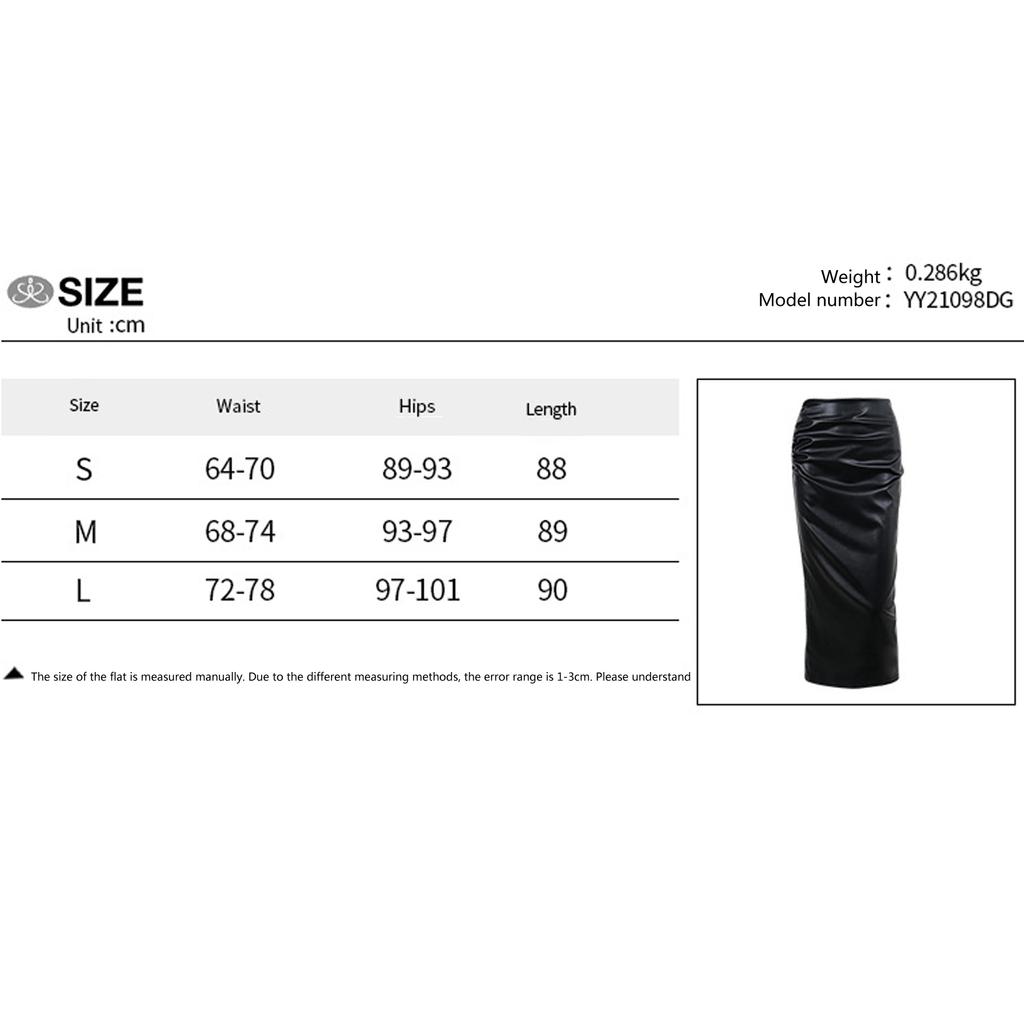 Dámská podzimní sexy sukně, pro dospělé, slim-fit, jednobarevná kožená sukně s rozparkem (Černá bílá)