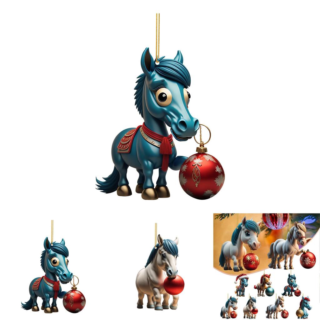 Whimsical Cartoon Style Horse Ornament For Holiday Home And Car Decor