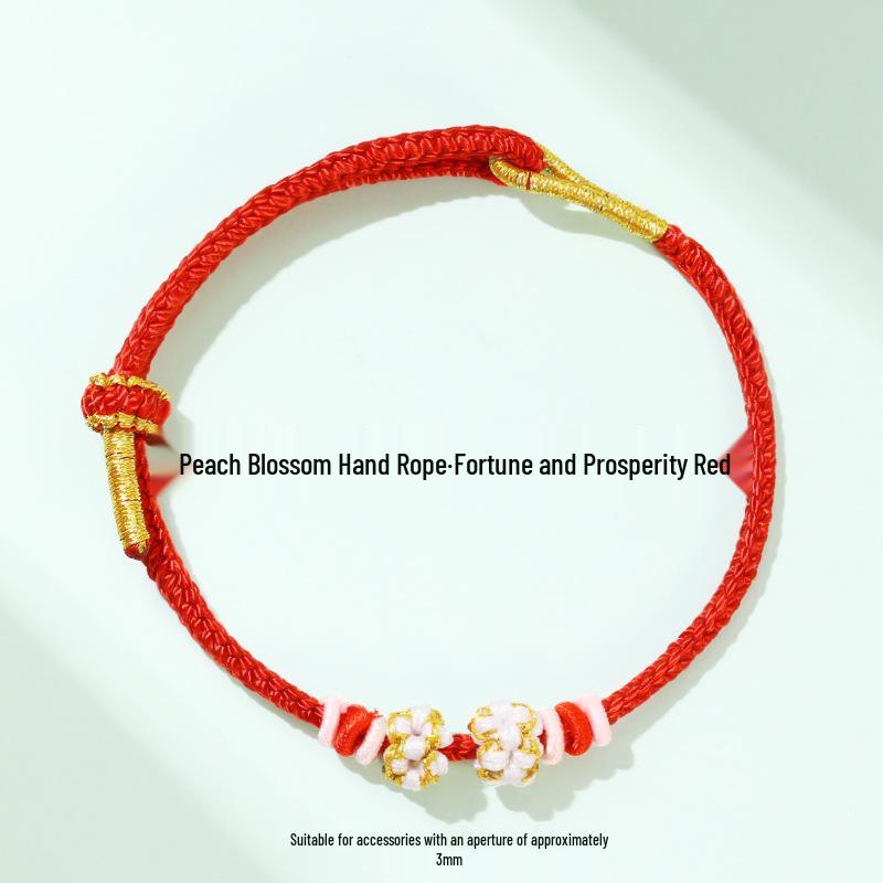 Dragon Boat Festival Peach Blossom Knot Bracelet - Five-Color DIY Beaded Rope for Couples